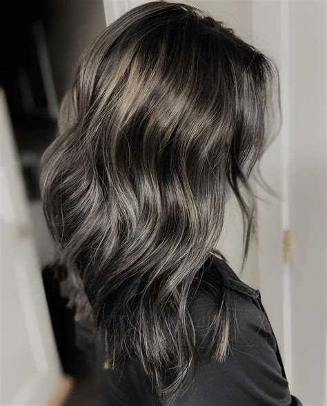 grey highlights for brown hair